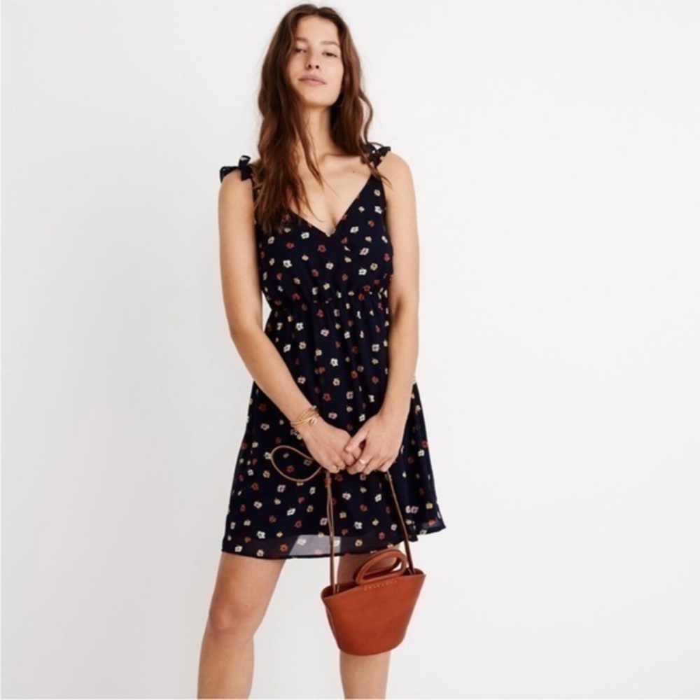 Madewell Ruffle-Strap Wrap Dress in Confetti Floral Sz 2
